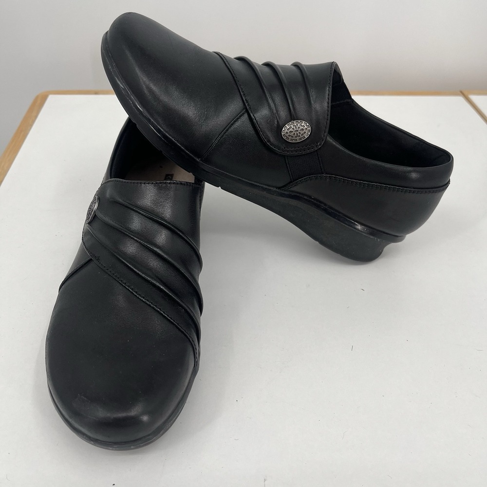 CLARKS WOMENS HOPE ROXANNE BLACK LOAFERS SIZE 6